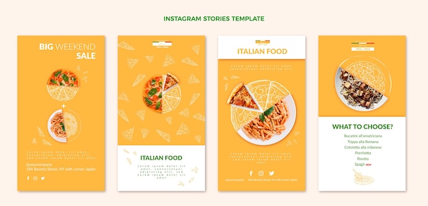 Vector realistic food instagram stories