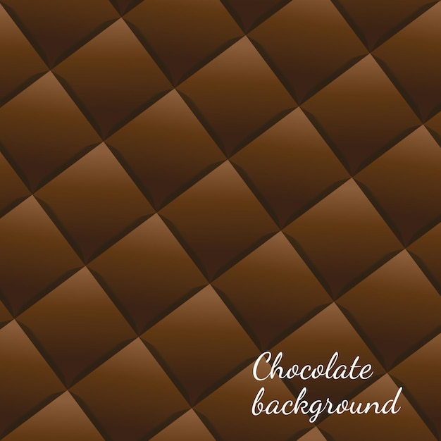 Realistic food seamless pattern wallpaper Vector chocolate squares background Volumetric dark chocolate repeating tile Illustration