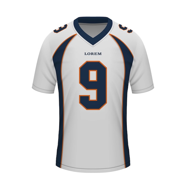 Vector realistic football away jersey denver shirt template