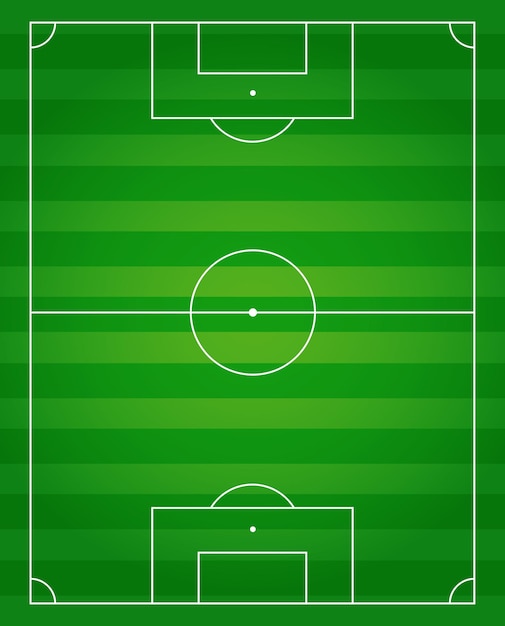 フィールドに公式のマーキングと現実的なサッカーフィールドベクトル図