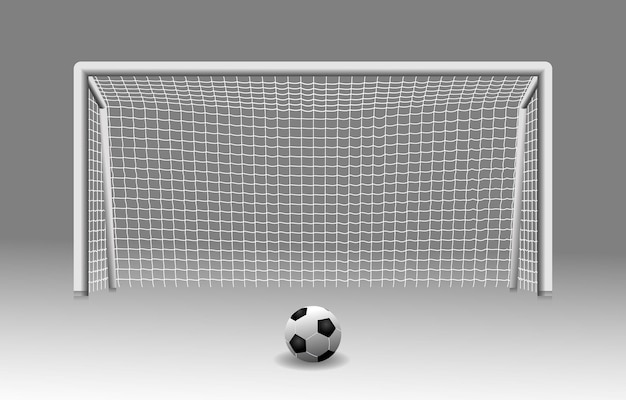 Realistic football netting and ball black and white soccer goal net illustration soccer gate icon