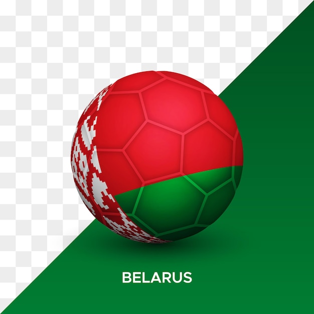 Realistic football soccer ball mockup with belarus flag 3d vector illustration isolated