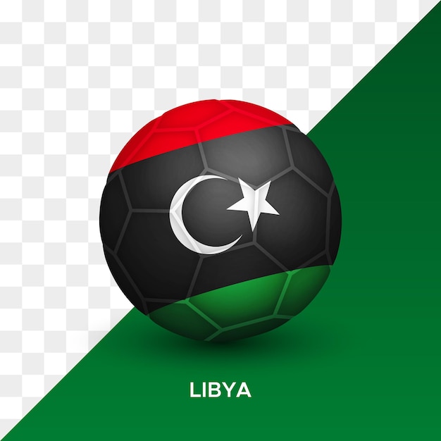 Realistic football soccer ball mockup with libya flag 3d vector illustration isolated