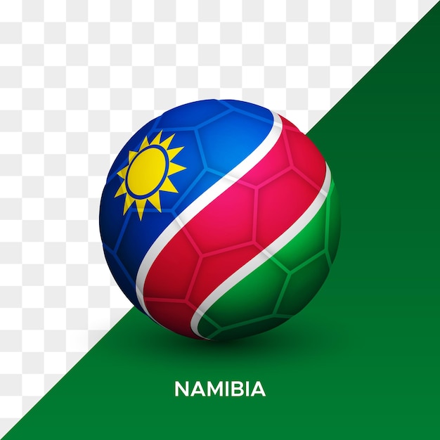 Realistic football soccer ball mockup with namibia flag 3d vector illustration isolated