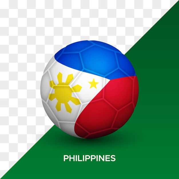 Realistic football soccer ball mockup with philippines flag 3d vector illustration isolated