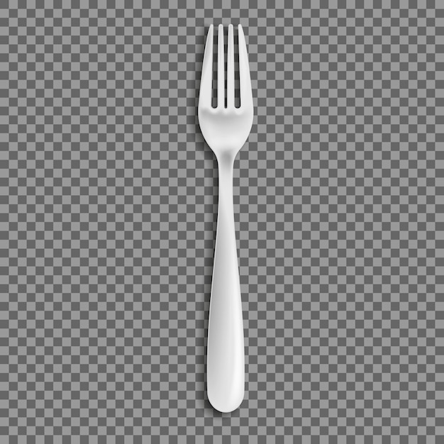 realistic fork isolated on transparent background vector illustration