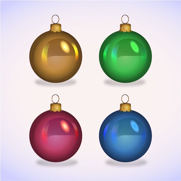 Vector realistic four different christmas ball