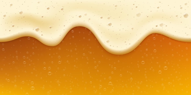 Realistic fresh golden beer with bubble and foam. oktoberfest banner. cool gold beverage. craft beer festival celebration vector background