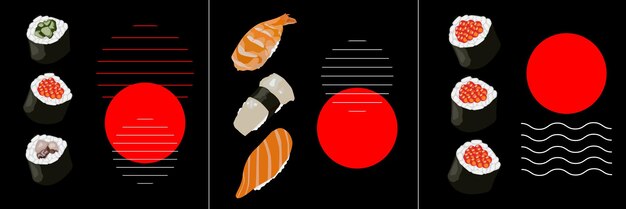 Vettore concetto di design di sushi fresco realistico con illustrazione vettoriale isolato