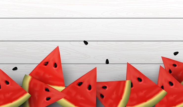 Realistic Fresh Water Melon Slices and seeds.