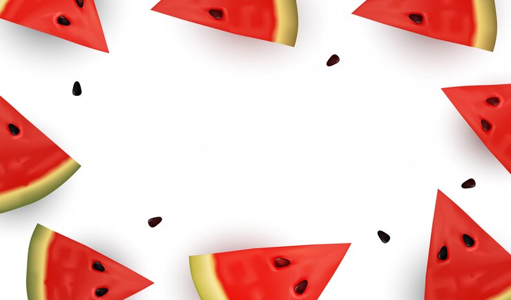 Realistic Fresh Water Melon Slices and seeds.