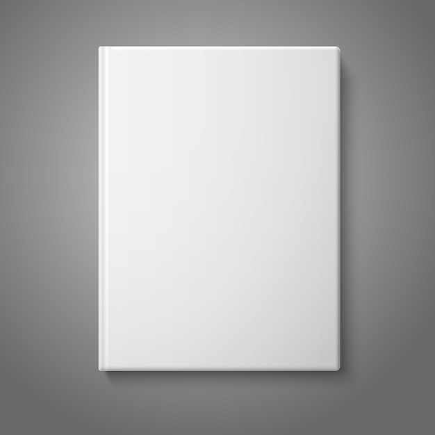 Vector realistic front white blank hardcover book.