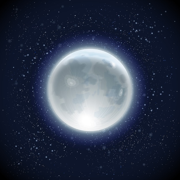 Vettore realistico luna piena sullo sfondo del cielo
