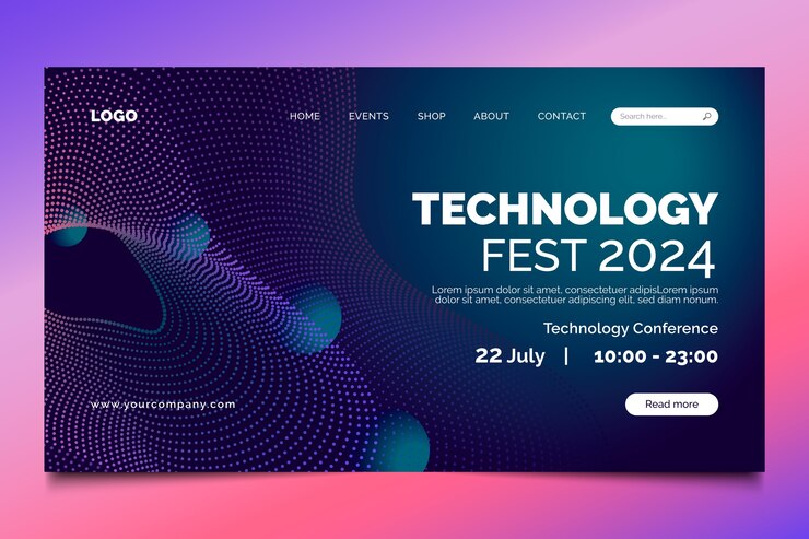Vector realistic futuristic technology landing page template