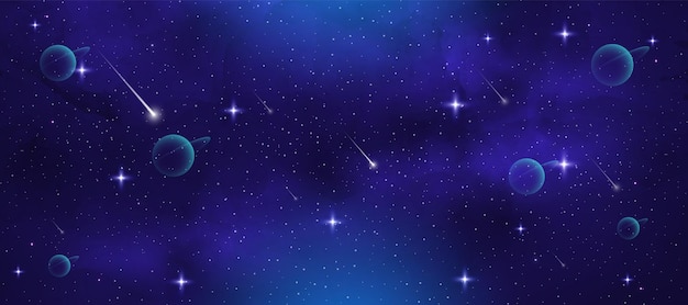 Realistic galaxy background with stars and planets