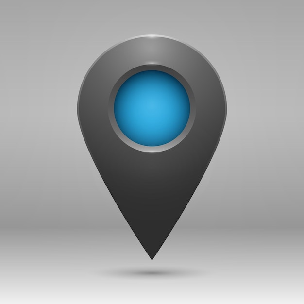 Vector realistic geolocation icon map pin icon on a gray gradient background