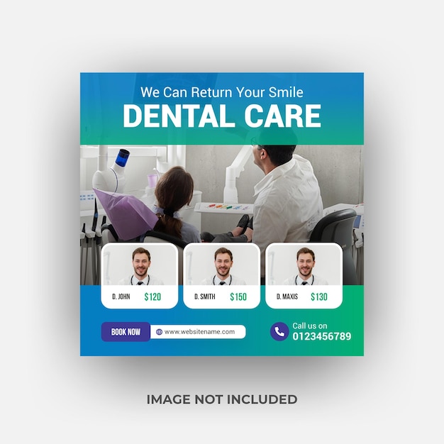 Realistic geometric dental clinic Instagram post social media post design