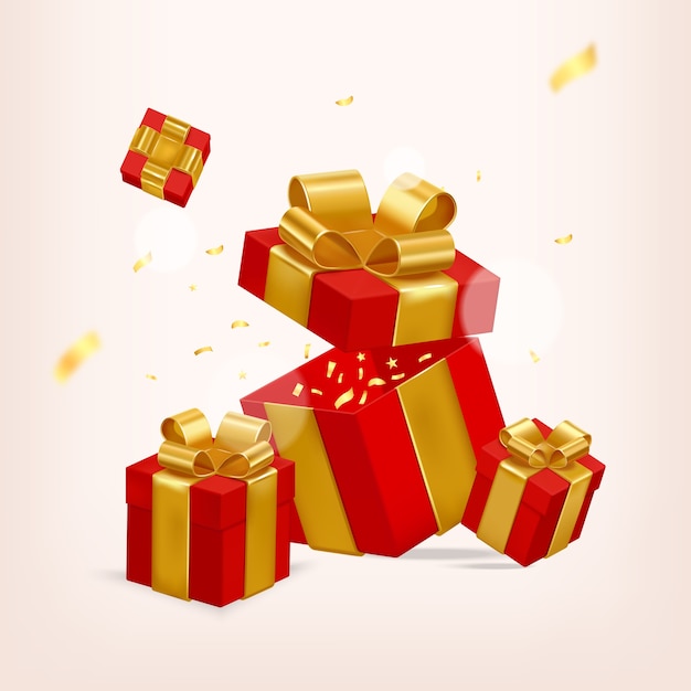 Realistic gift box composition