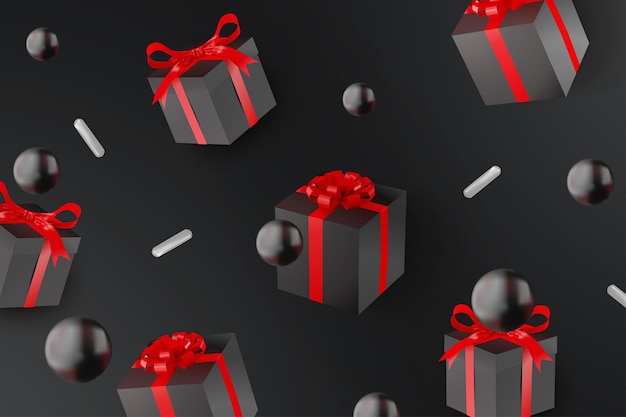 Realistic gift boxes vector background black friday promotion