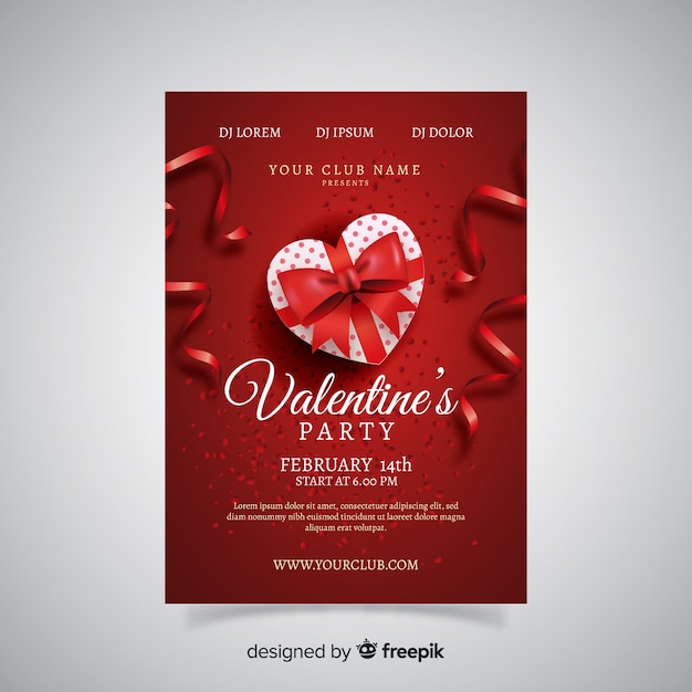 Vector realistic gift valentine party poster