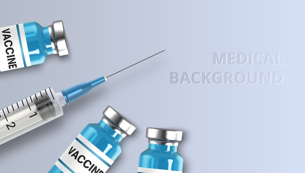 Vector realistic glass ampoules and syringe