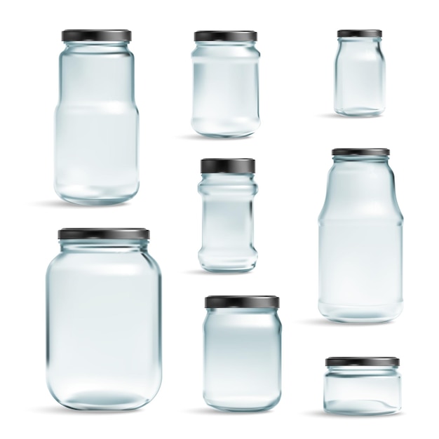 Set di lattine di vetro realistiche