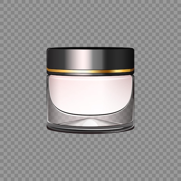 Realistic glass jar of cosmetic cream bottle vector background with cream