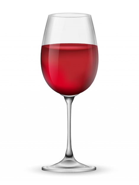 Realistic glass of red wine isolated on white background