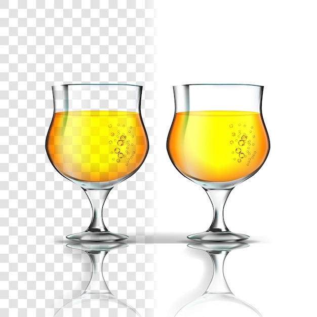 Realistic glass with apple cider or beer