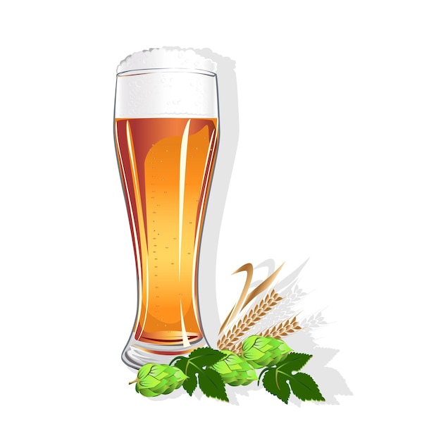 realistic glass with beer