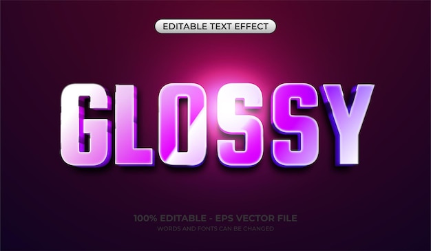 Vector realistic glossy 3d text effect editable shiny gradient text effect