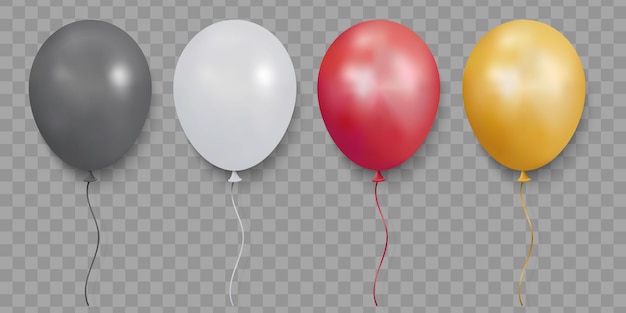 Realistic glossy balloons on transparent