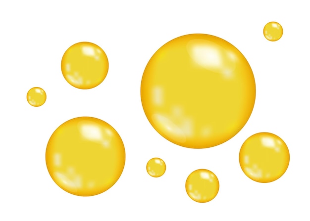 Vector realistic  glossy gold  bubbles   isolated on white  background