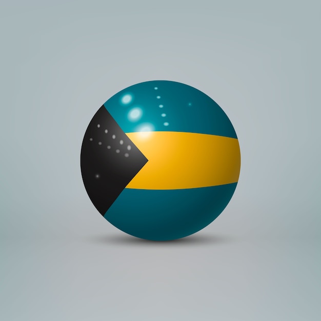 Realistic glossy plastic ball with flag of bahamas