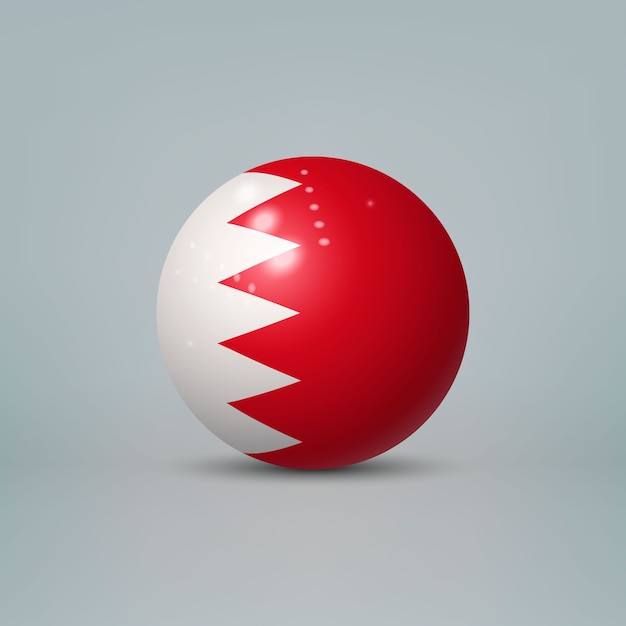 Sfera di plastica lucida realistica con la bandiera del bahrain