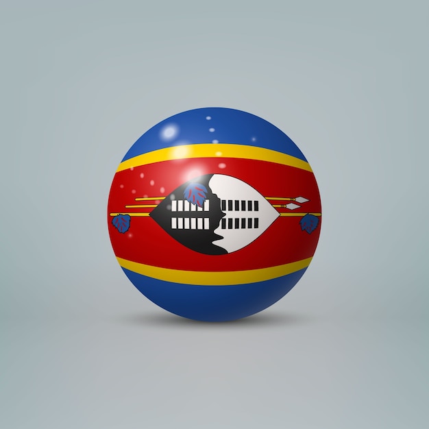 realistic glossy plastic ball with flag of Eswatini