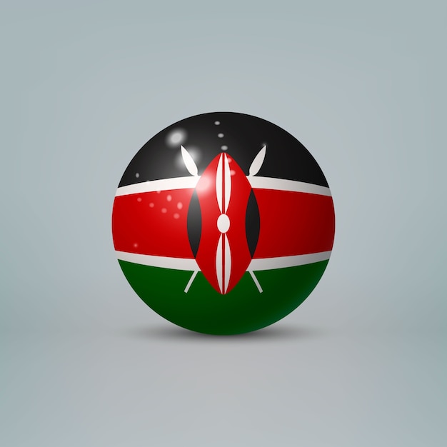 realistic glossy plastic ball with flag of Kenya