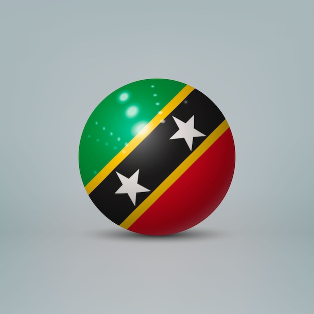 Vector realistic glossy plastic ball with flag of saint kitts