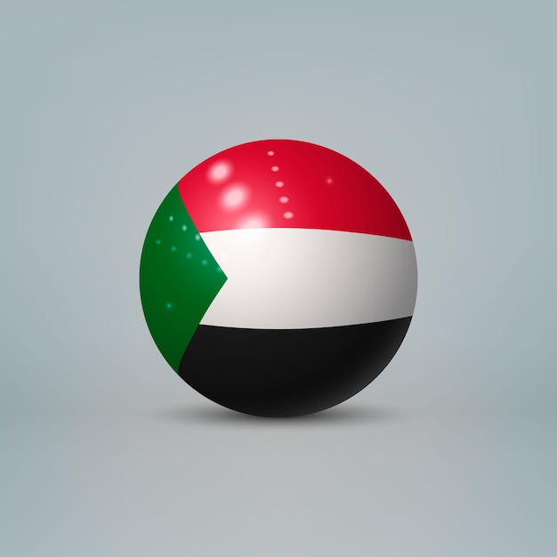 Vector realistic glossy plastic ball with flag of sudan