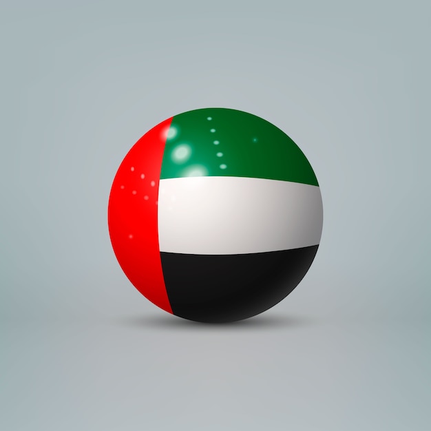 realistic glossy plastic ball with flag of United Arab Emirates