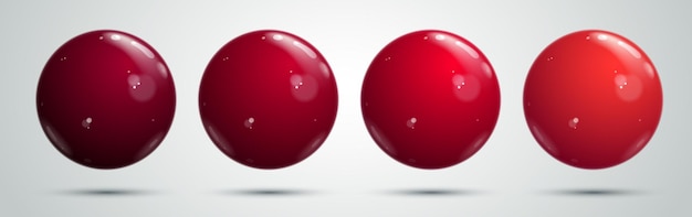 ベクトル 青赤と明るい色のベクトルセット、コレクションの光沢のあるボール、デザイン要素のリアルな光沢のある球体。
