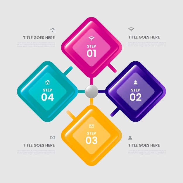 Vettore modello infografico passo lucido realistico