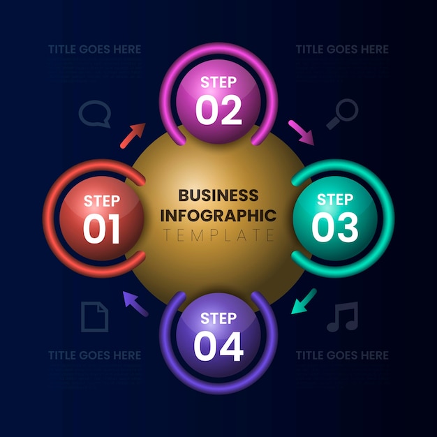 Vettore modello infografico passo lucido realistico