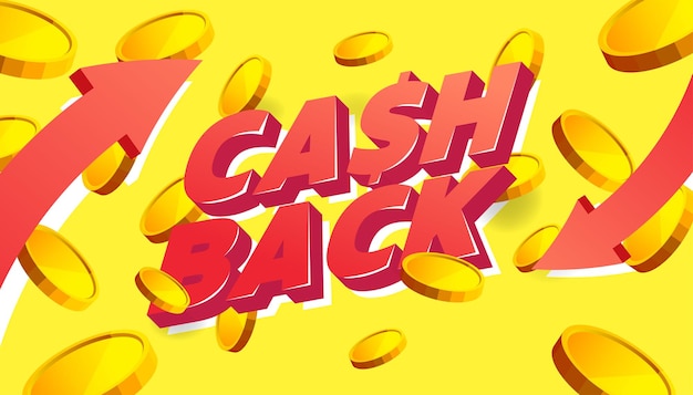 Realistic gold coins explosion Cash back banner template