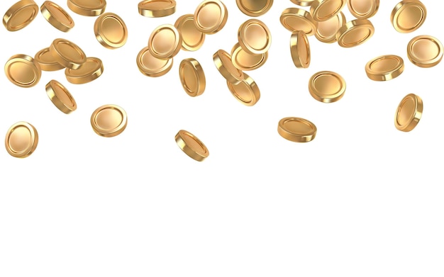 Realistic gold coins explosion isolated on transparent background Vector illustration