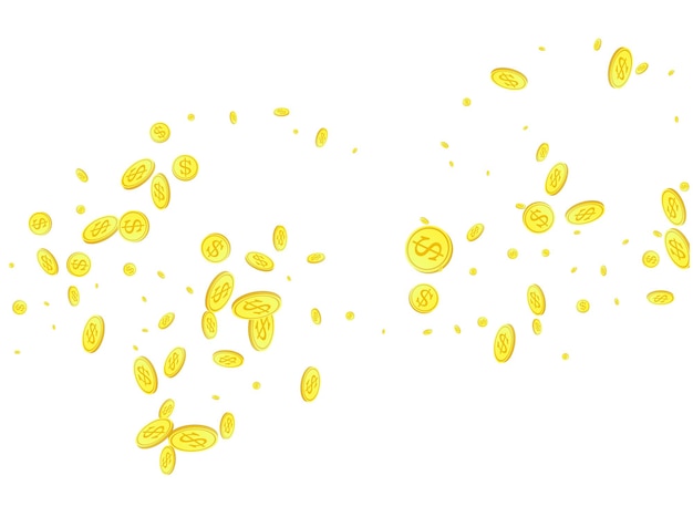 Realistic Gold coins explosion Isolated on transparent background