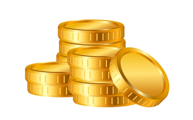 Realistic gold coins isolated  