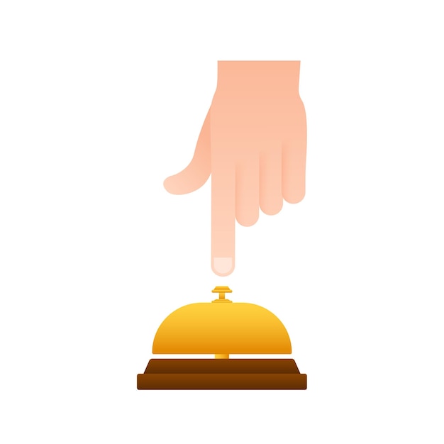 Realistic gold icon of reception bell on white backdrop Customer help