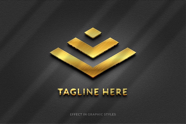 Vector realistic gold logo mockup on wall