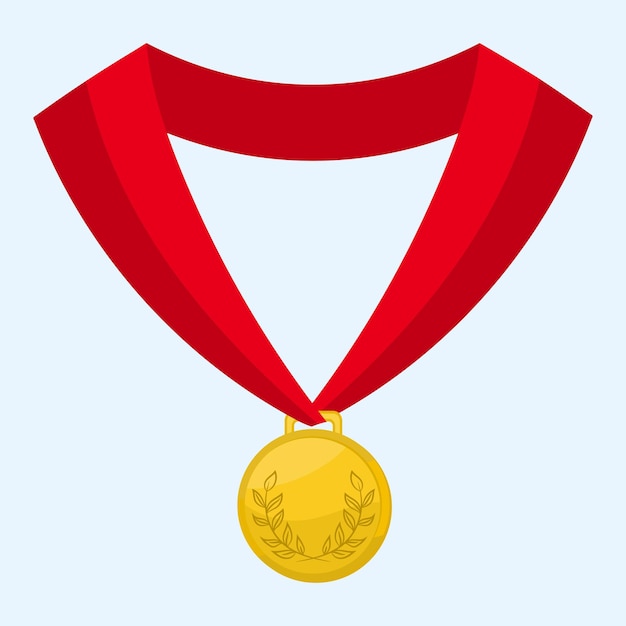 Realistic golden award medal with ribbon